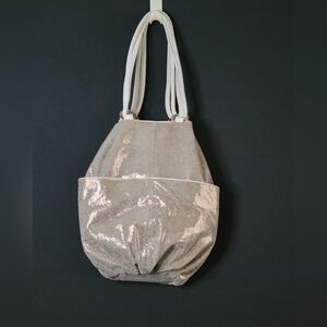 Kooba Casandra Silver/Gold/white Metallic  Crossbody Hobo Bag